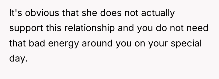 It's obvious that she does not actually support this relationship...