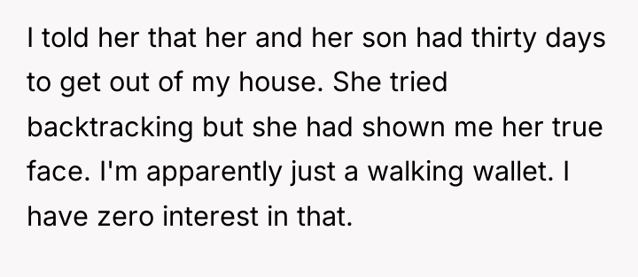 I told her that her and her son had thirty...