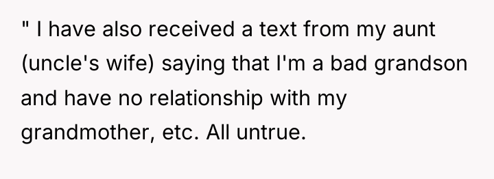 " I have also received a text from my aunt...