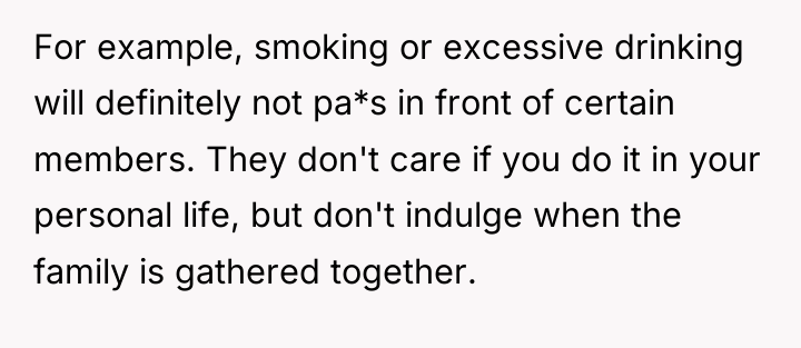 For example, smoking or excessive drinking will definitely not pa*s...