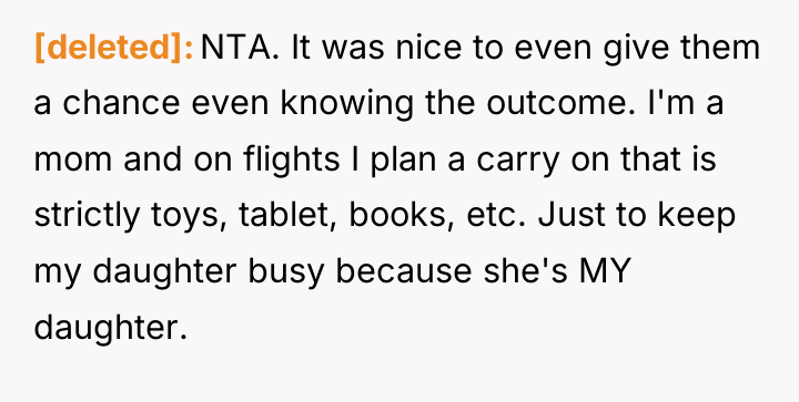 [deleted] NTA. It was nice to even give them a...