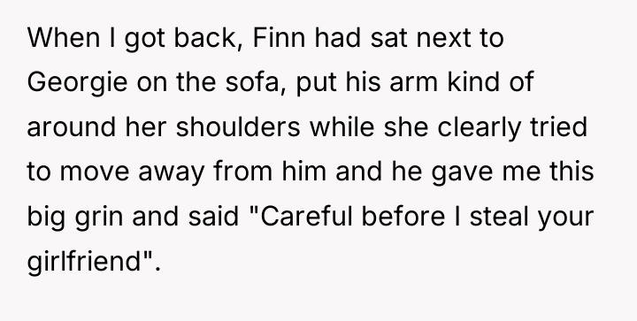 When I got back, Finn had sat next to Georgie...
