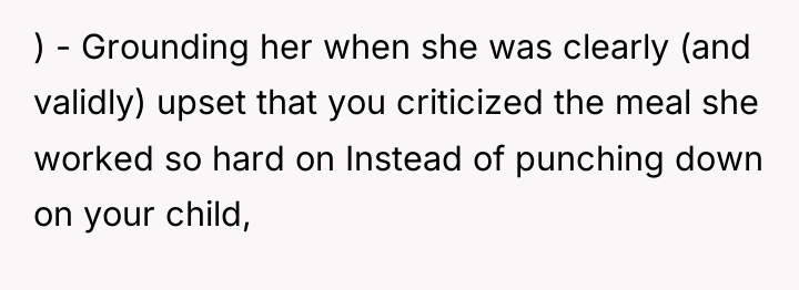 ) - Grounding her when she was clearly (and validly)...