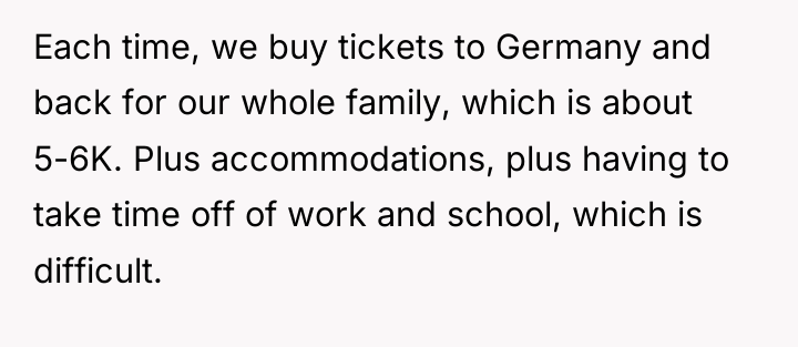 Each time, we buy tickets to Germany and back for...