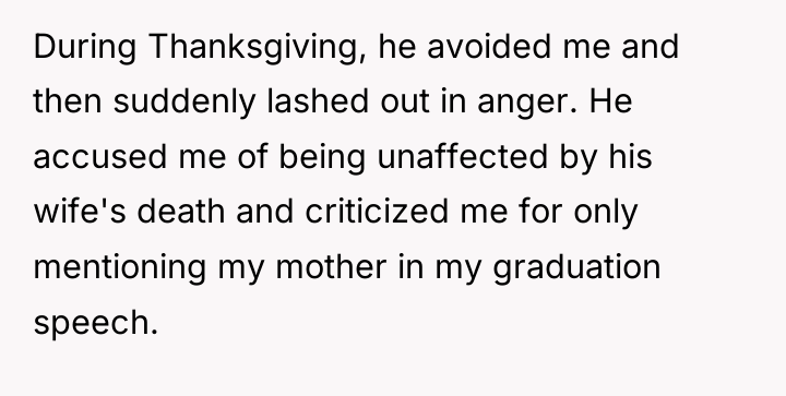 During Thanksgiving, he avoided me and then suddenly lashed out...