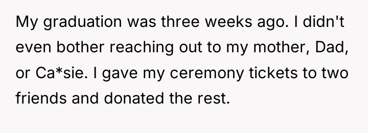 My graduation was three weeks ago. I didn't even bother...