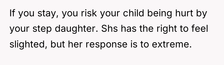 If you stay, you risk your child being hurt by...