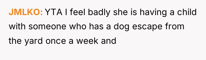 JMLKO YTA I feel badly she is having a child...