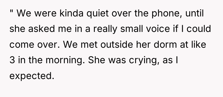 " We were kinda quiet over the phone, until she...