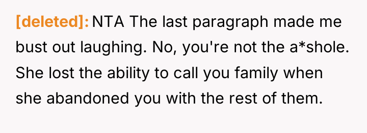 [deleted] NTA The last paragraph made me bust out laughing....