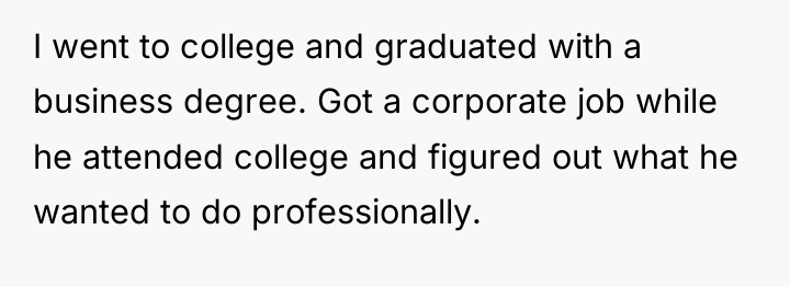 I went to college and graduated with a business degree....
