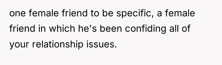one female friend to be specific, a female friend in...