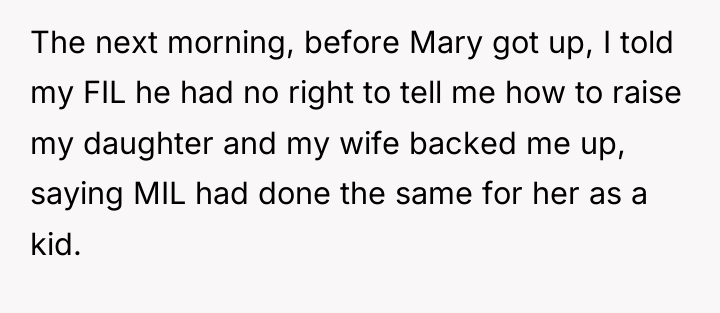 The next morning, before Mary got up, I told my...