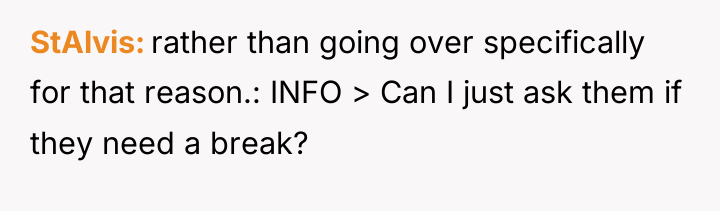 StAlvis rather than going over specifically for that reason.: INFO...