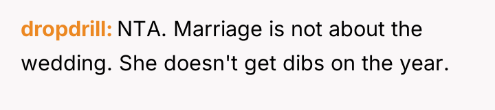 dropdrill NTA. Marriage is not about the wedding. She doesn't...