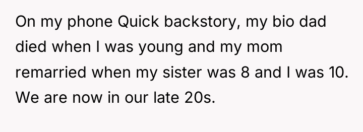 On my phone Quick backstory, my bio dad died when...