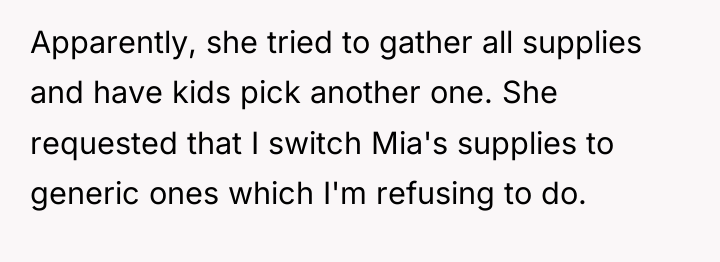 Apparently, she tried to gather all supplies and have kids...