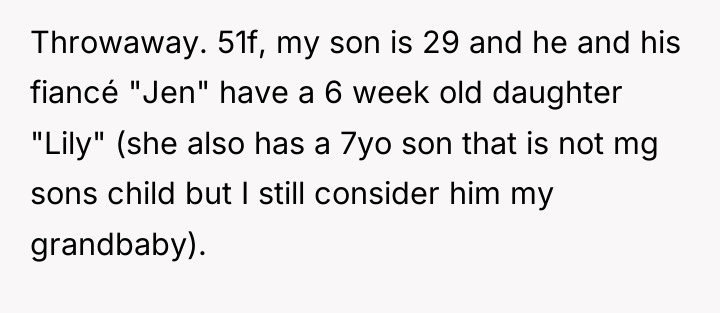 Throwaway. 51f, my son is 29 and he and his...