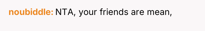 noubiddle NTA, your friends are mean,
