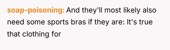 soap-poisoning And they'll most likely also need some sports bras...