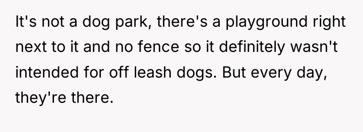 It's not a dog park, there's a playground right next...
