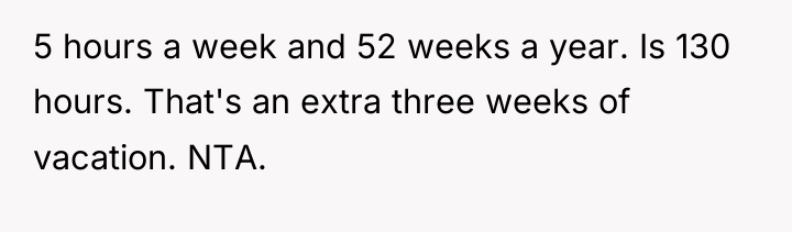 5 hours a week and 52 weeks a year. Is...