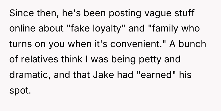 Since then, he's been posting vague stuff online about "fake...