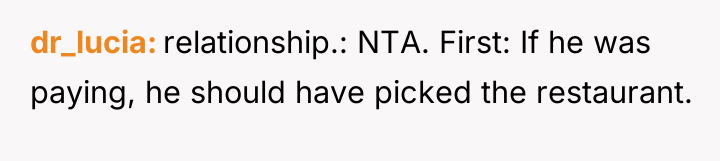 dr_lucia relationship.: NTA. First: If he was paying, he should...
