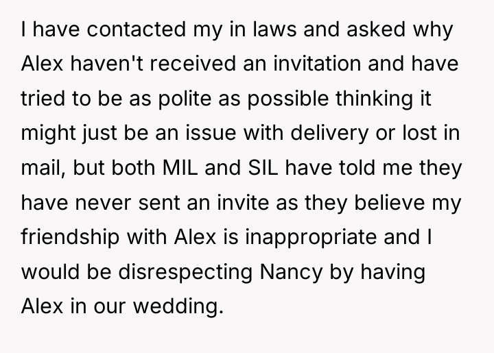 I have contacted my in laws and asked why Alex...