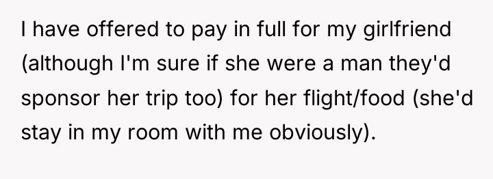 I have offered to pay in full for my girlfriend...