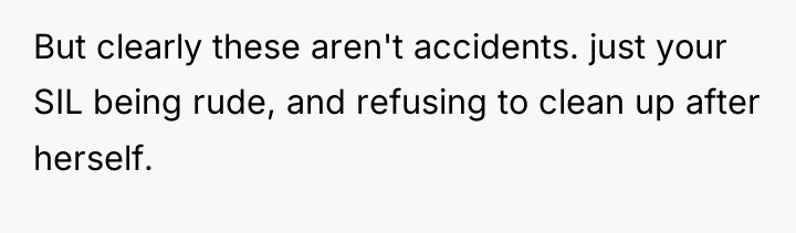 But clearly these aren't accidents. just your SIL being rude,...