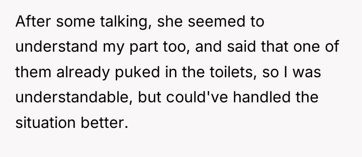After some talking, she seemed to understand my part too,...
