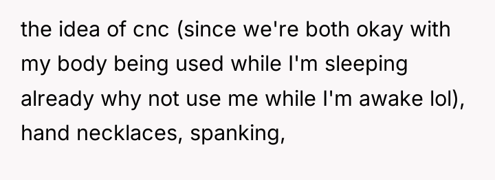 the idea of cnc (since we're both okay with my...