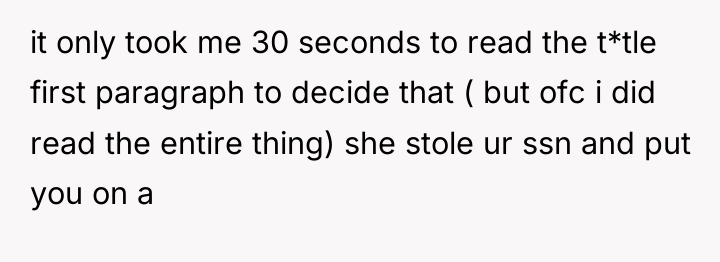it only took me 30 seconds to read the t*tle...