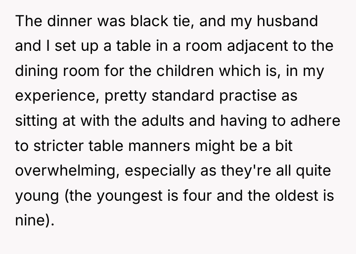 The dinner was black tie, and my husband and I...