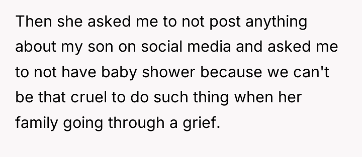 Then she asked me to not post anything about my...