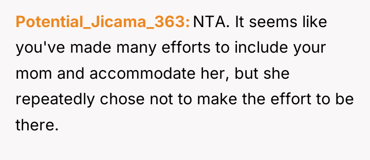 Potential_Jicama_363 NTA. It seems like you've made many efforts to...