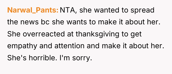 Narwal_Pants NTA, she wanted to spread the news bc she...