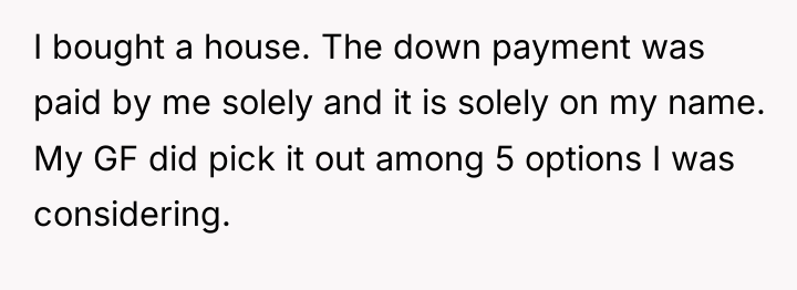 I bought a house. The down payment was paid by...