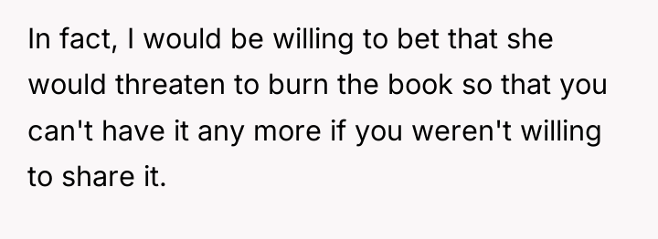 In fact, I would be willing to bet that she...