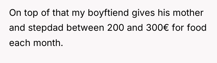 On top of that my boyftiend gives his mother and...