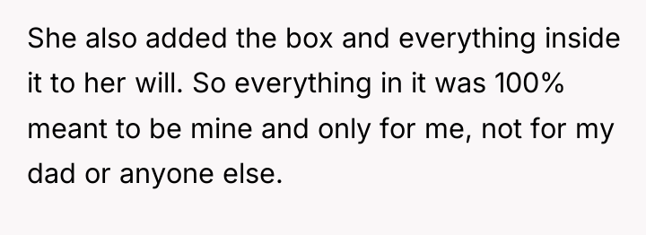 She also added the box and everything inside it to...