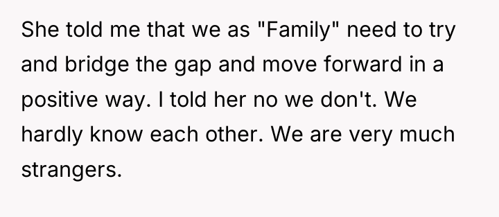 She told me that we as "Family" need to try...