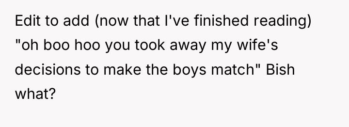 Edit to add (now that I've finished reading) "oh boo...
