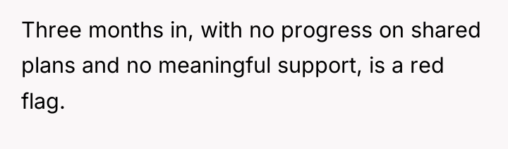 Three months in, with no progress on shared plans and...