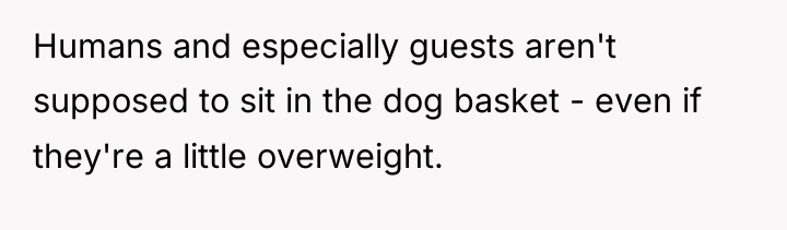 Humans and especially guests aren't supposed to sit in the...