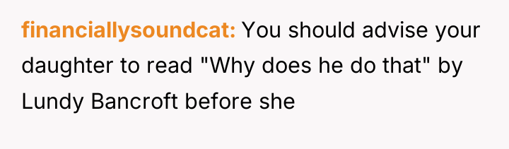 financiallysoundcat You should advise your daughter to read "Why does...