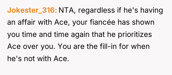 Jokester_316 NTA, regardless if he's having an affair with Ace,...