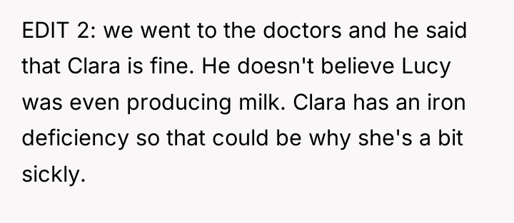 EDIT 2: we went to the doctors and he said...