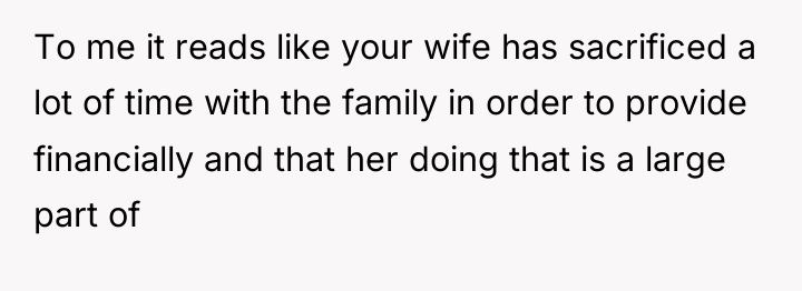 To me it reads like your wife has sacrificed a...